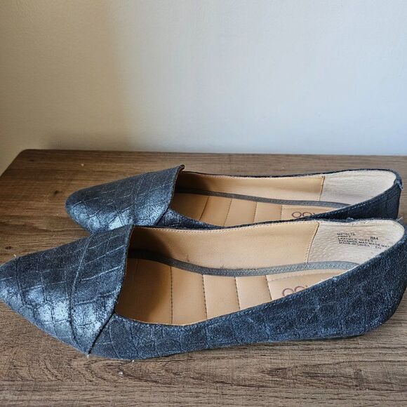 EUC ME TOO GENUINE LEATHER ANDI 7 PEWTER POINTY FLAT LOAFERS SIZE 8M WOMENS - Picture 6 of 16
